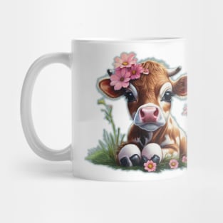 cute cow with flowers Mug